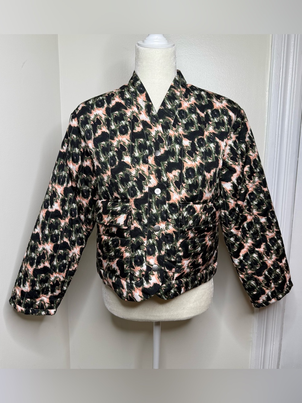 NEW Rachel Comey Target Quilted Jacket Size XXS Olive Crayon Leopard Lightweight